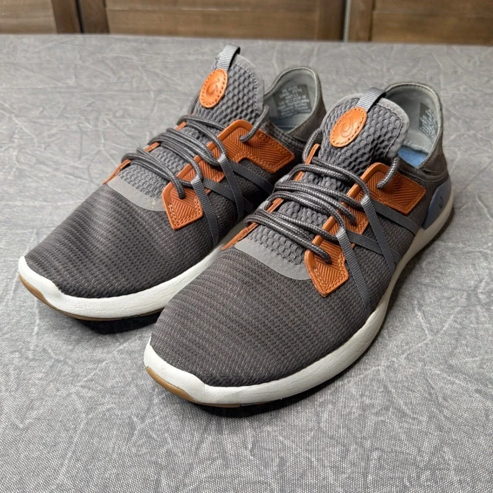 OluKai Sneakers Mens 11 Mio Li Pavement Grey Orange 10440-PVVI Drop-in Heel